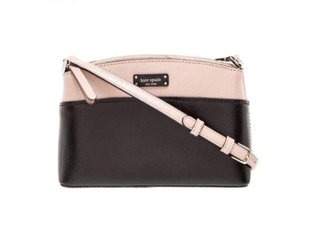 KATE SPADE New York Light Pink Black Leather Jeanne Crossbody Shoulder Bag 6x9x3